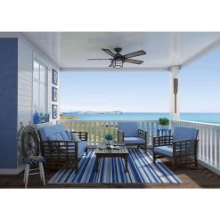 Key Biscayne 54 in. Indoor/Outdoor Weathered Zinc Gray Ceiling Fan with Light Kit by Hunter -Hunter Sales weathered zinc hunter ceiling fans with lights 59135 40 1000