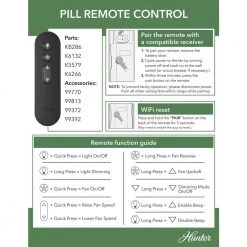 Universal 3 Speed Damp Rated Ceiling Fan Handheld Remote Control White by Hunter -Hunter Sales white hunter ceiling fan remotes 99392 4f 1000