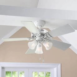 Southern Breeze 42 in. Indoor White Ceiling Fan by Hunter -Hunter Sales white hunter ceiling fans with lights 51010 1d 1000
