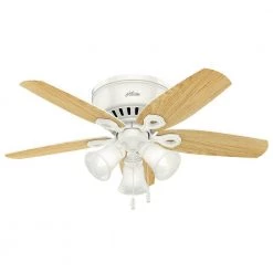 Builder Low Profile 42 in. Indoor Snow White Ceiling Fan by Hunter -Hunter Sales white hunter ceiling fans with lights 51090 1f 1000