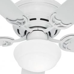 Low Profile III Plus 52 in. Indoor White Ceiling Fan with Light Kit by Hunter -Hunter Sales white hunter ceiling fans with lights 53075 e1 1000
