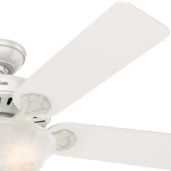 Pro's Best Five Minute 52 in. Indoor White Ceiling Fan with Light Kit by Hunter -Hunter Sales white hunter ceiling fans with lights 53251 77 1000
