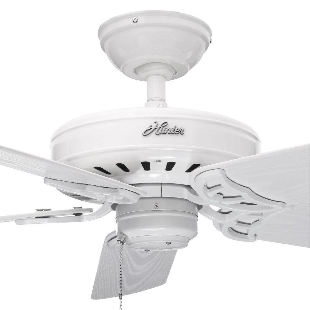 Bridgeport 52 in. Indoor/Outdoor White Ceiling Fan with Remote by Hunter 6 Bridgeport 52 in. Indoor/Outdoor White Ceiling Fan with Remote by Hunter - Image 4