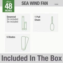Sea Wind 48 in. Indoor/Outdoor White Ceiling Fan with Remote by Hunter 19 Sea Wind 48 in. Indoor/Outdoor White Ceiling Fan with Remote by Hunter -Hunter Sales white hunter ceiling fans without lights 32857 44 1000