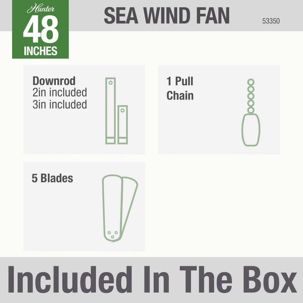 Sea Wind 48 in. Indoor/Outdoor White Ceiling Fan with Remote by Hunter 10 Sea Wind 48 in. Indoor/Outdoor White Ceiling Fan with Remote by Hunter - Image 8