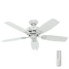 Sea Wind 48 in. Indoor/Outdoor White Ceiling Fan with Remote by Hunter -Hunter Sales white hunter ceiling fans without lights 32857 64 1000