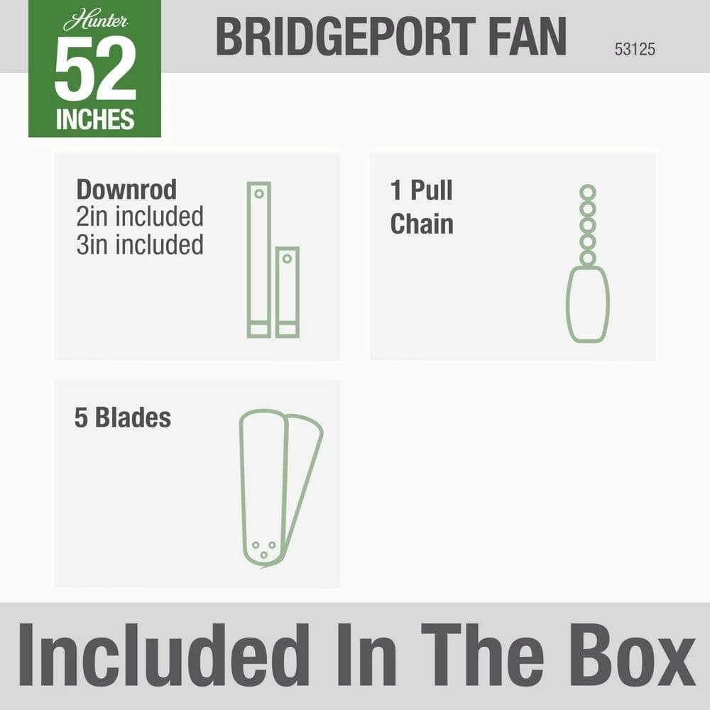 Bridgeport 52 in. Indoor/Outdoor White Damp Rated Ceiling Fan by Hunter 7 Bridgeport 52 in. Indoor/Outdoor White Damp Rated Ceiling Fan by Hunter - Image 5
