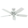 Sea Wind 48 in. Indoor/Outdoor White Ceiling Fan by Hunter -Hunter Sales white hunter ceiling fans without lights 53350 64 1000